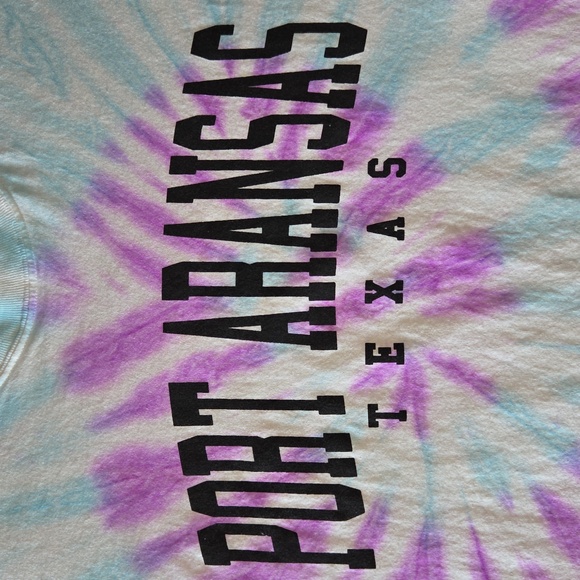 Port Aransas TX Tie Dye 100% Cotton Short Sleeve Souvenir T-shirt - Picture 2 of 7